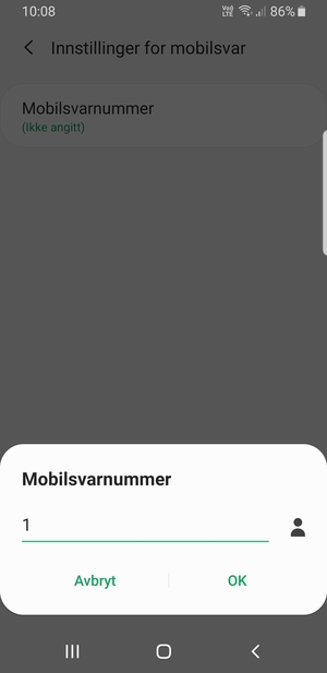 Skriv inn Mobilsvarnummer og velg OK