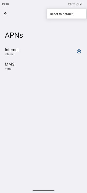 Select Reset to default