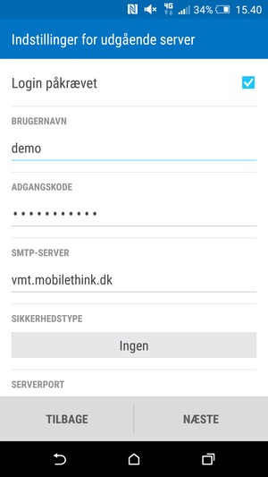 Indtast udgående serveradresse