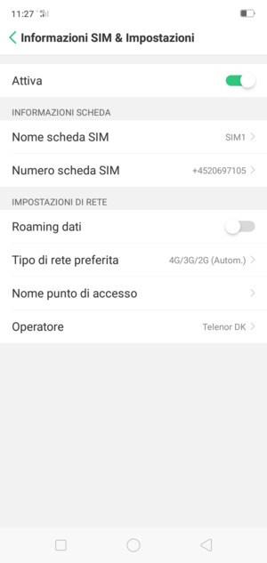 Per modificare la rete, in presenza di problemi, seleziona Operatore