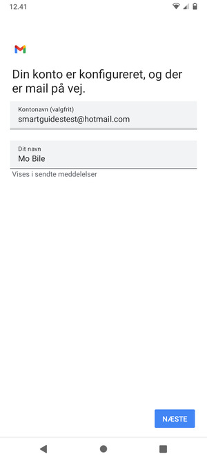 Giv din konto et navn og indtast dit navn. Vælg NÆSTE