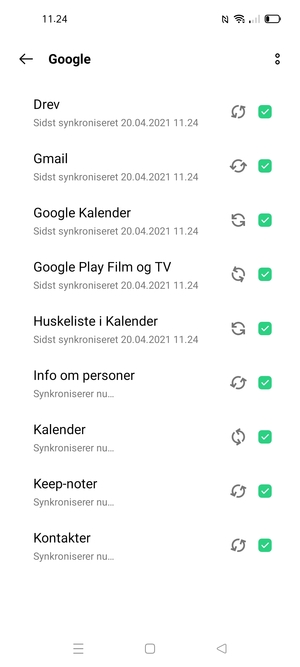 Dine oplysninger vil blive synkroniseret