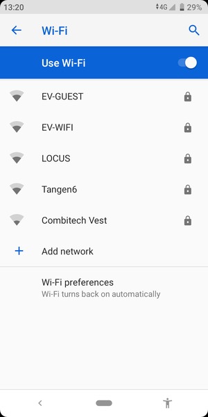 Select the wireless network you want to connect to