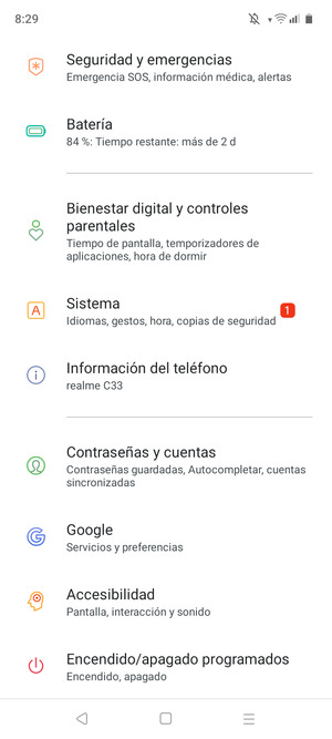 Desplácese y seleccione Contraseña y cuentas