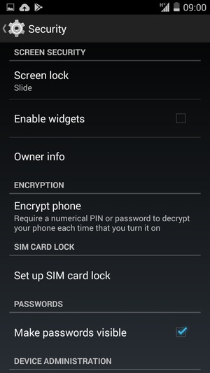 Select Screen lock