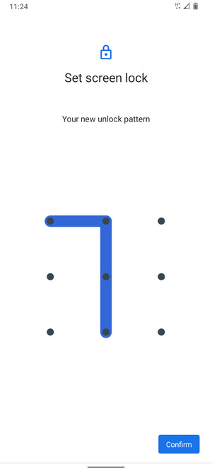 Draw the unlock pattern again and select Confirm