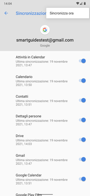 Seleziona Sincronizza ora