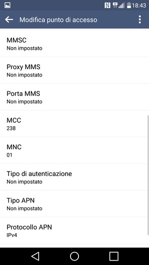 Scorri verso il basso e inserisci le informazioni degli MMS