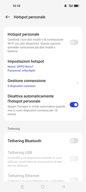 Attiva Hotspot personale
