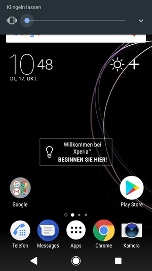 Für Vibrations-Modus gedrückt halten, welcher mit einer kurzen Vibration bestätigt wird