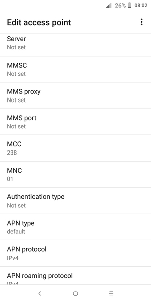Scroll down and enter MMS information