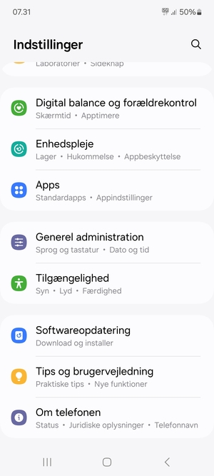 Scroll til og vælg Softwareopdatering