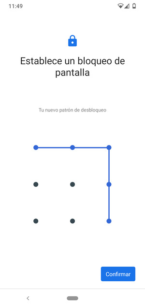 Dibuje de nuevo el patrón de desbloqueo y seleccione Confirmar
