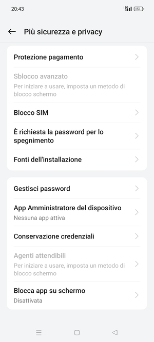 Seleziona Blocco  SIM
