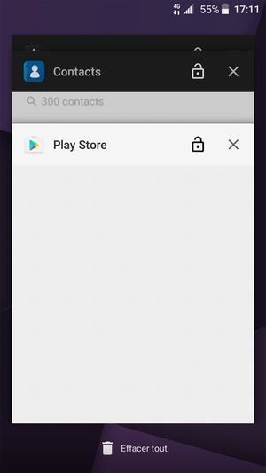 Sélectionnez Effacer tout pour fermer toutes les applications en cours d'exécution