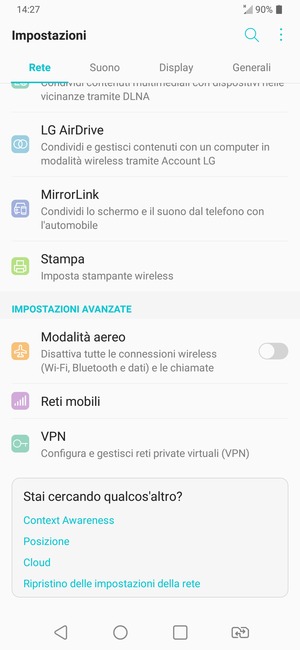 Scorri e seleziona Reti mobili