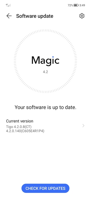 If your phone is up to date, you will see the following screen