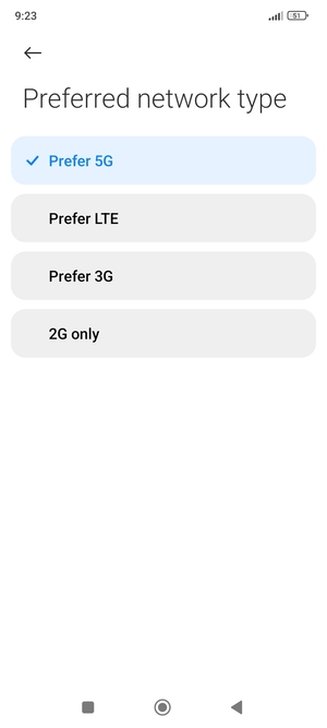 Select your preferred option