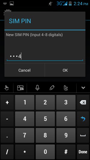 Enter your New SIM PIN and select OK