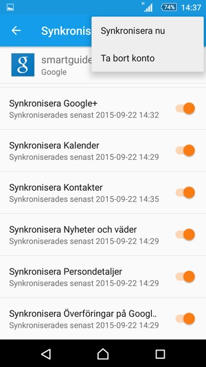 Välj Synkronisera nu