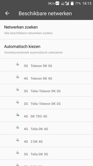 Selecteer een netwerkoperator uit de lijst
