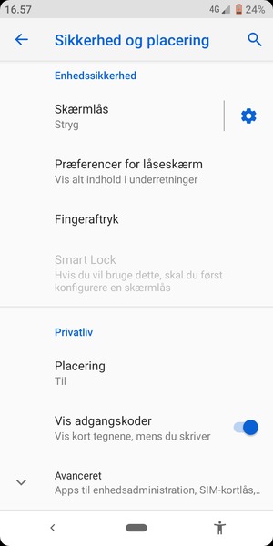 Scroll til og vælg Placering