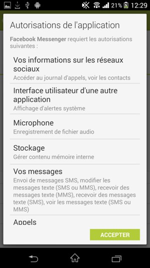 Sélectionnez ACCEPTER