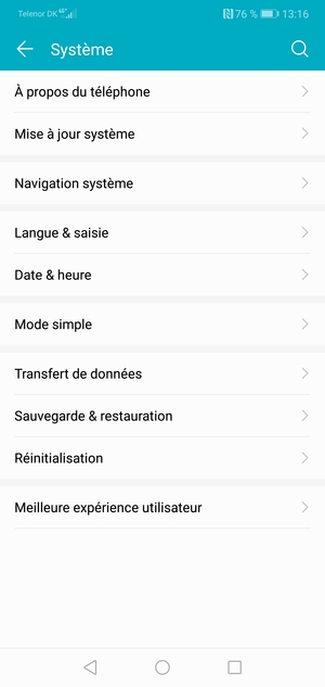 Sélectionnez Mise à jour système