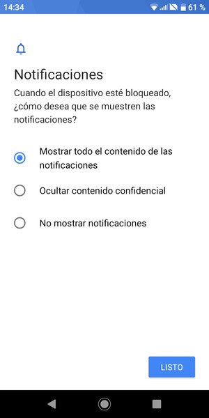 Seleccione la opción deseada y seleccione LISTO