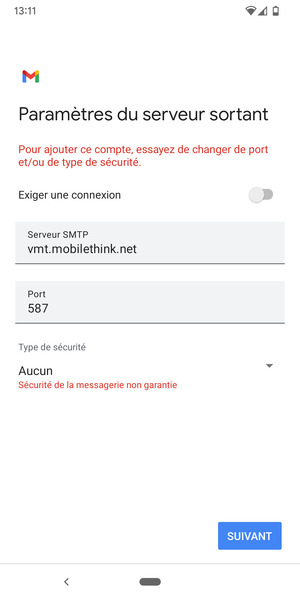 Sélectionnez SUIVANT