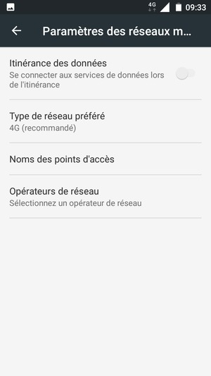 Sélectionnez Type de réseau préféré