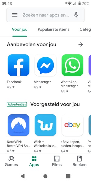 Selecteer de zoekbalk