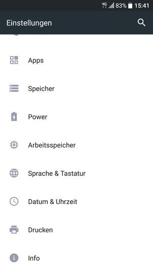 Scrollen Sie und wählen Sie Info