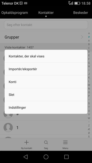 Vælg Importér/eksportér