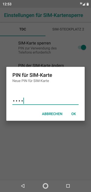 Geben Sie Ihre Neue PIN für SIM-Karte ein und wählen Sie OK