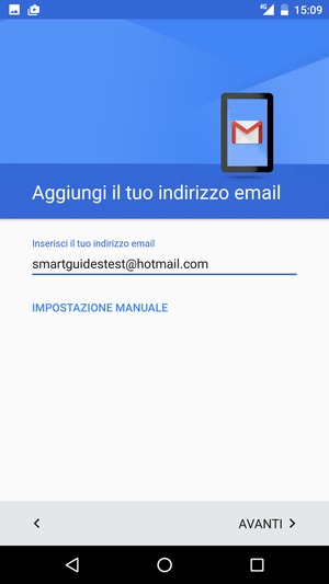 Inserisci il tuo indirizzo email e seleziona AVANTI