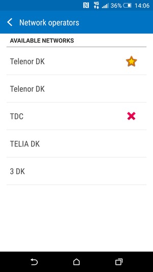 Select a network operator from the list