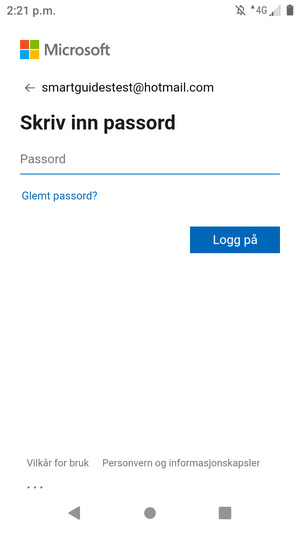 Skriv inn passord og velg Logg på