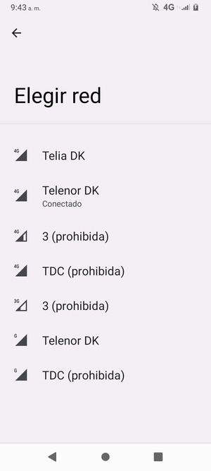 Seleccione un operador de red de la lista