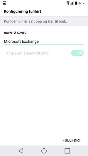 Gi kontoen din et navn og velg FULLFØRT