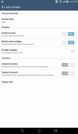 Select Screen lock