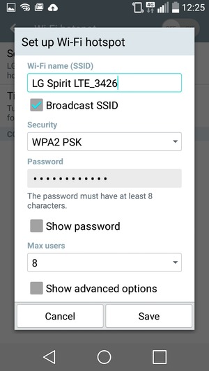 Enter a password of at least 8 characters and select Save