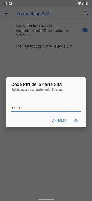Veuillez confirmer votre nouveau code PIN de la carte SIM et sélectionner OK
