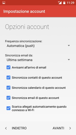 Seleziona AVANTI