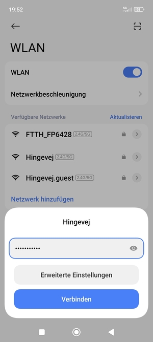 Geben Sie das WLAN-Passwort ein und wählen Sie Verbinden