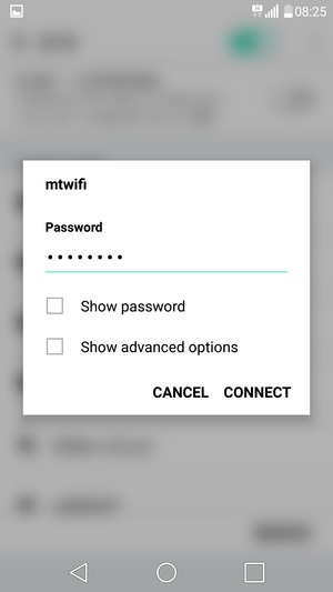 Enter the Wi-Fi password and select CONNECT