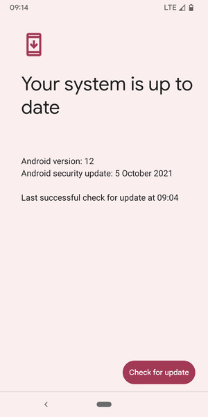 If your phone is up to date, you will see the following screen