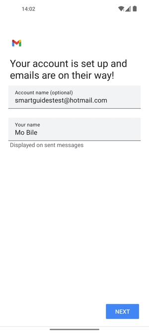Give your account a name and enter your name. Select NEXT
