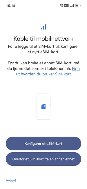 Velg Konfigurer et eSIM-kort