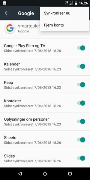 Vælg Synkroniser nu